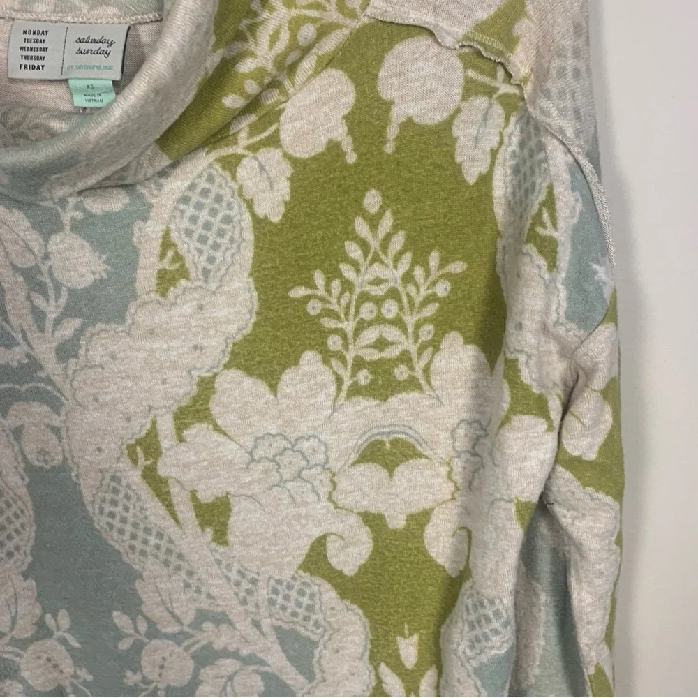 Anthropologie Saturday Sunday Soft Cozy Cowl Neck Floral Sweater Dress - Picture 2 of 14